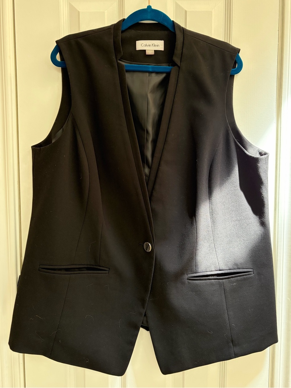 Calvin Klein Black Sleeveless Tailored Blazer Vest